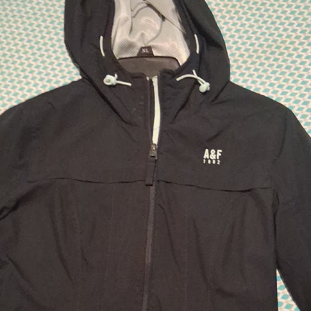 Abercrombie & Fitch Black Windbreaker with Hood